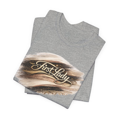 First Lady Brushstroke Tee — Elegant Script Graphic T‑Shirt