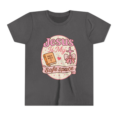 Youth Tee — "Jesus Is My Safe Space" Christian Kids T-Shirt