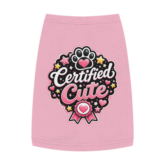 Certified Cute Pet Tank Top — Pink Paw Ribbon Dog Shirt