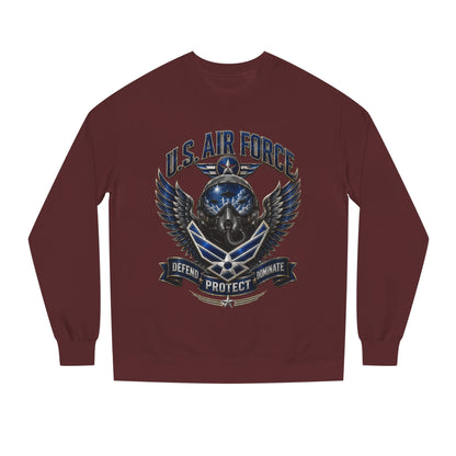 U.S. Air Force Skull Crewneck Sweatshirt — Defend Protect Dominate Tactical Pullover