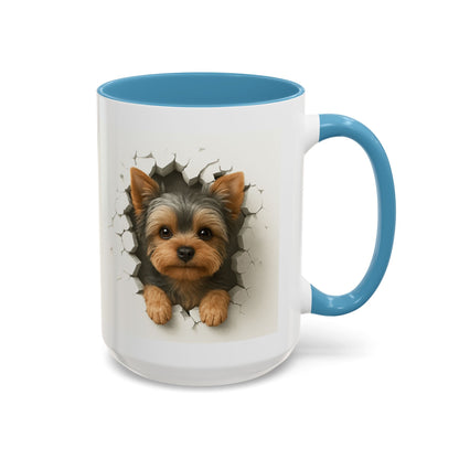 Yorkshire Terrier Peekaboo Coffee Mug – Cute Yorkie Dog Accent Mug (11/15oz)