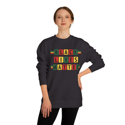 Black Lives Matter Crewneck Sweatshirt — Pan-African Block Letter Design