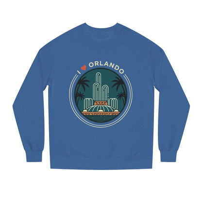 Orlando Fountain Crewneck Sweatshirt — Retro Palm Tree Cityscape