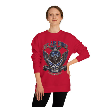 U.S. Air Force Skull Crewneck Sweatshirt — Defend Protect Dominate Tactical Pullover