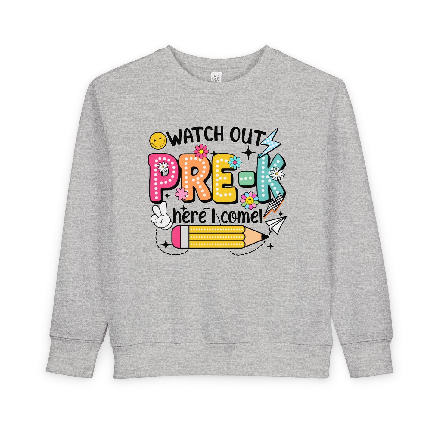 Toddler Sweatshirt — "Watch Out Pre-K Here I Come" Back-to-School Crewneck