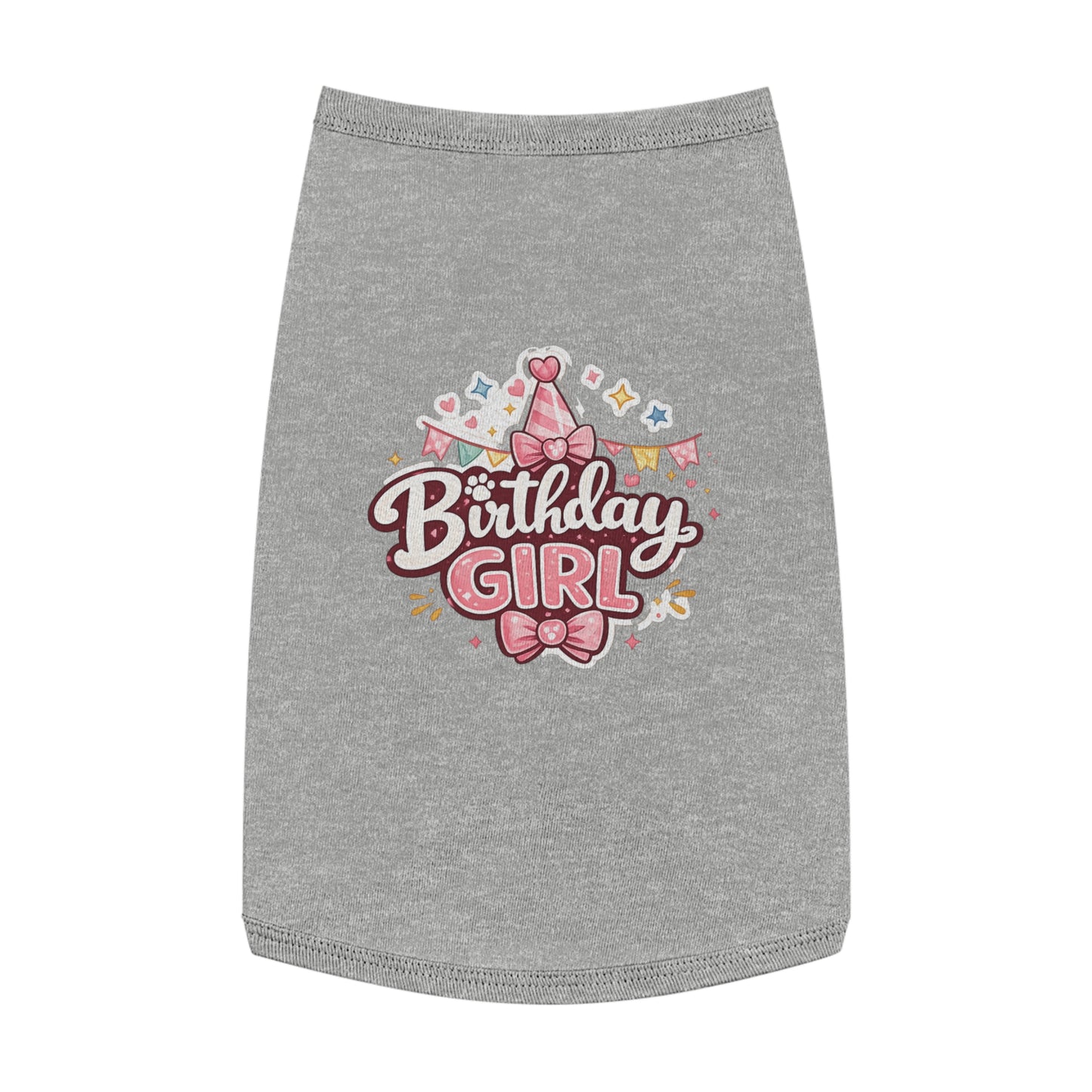 Birthday Girl Pet Tank Top - Pink Party Hat Dog/Cat Tee