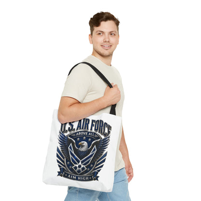 U.S. Air Force Eagle Tote Bag - "Aim High" Military Canvas Tote