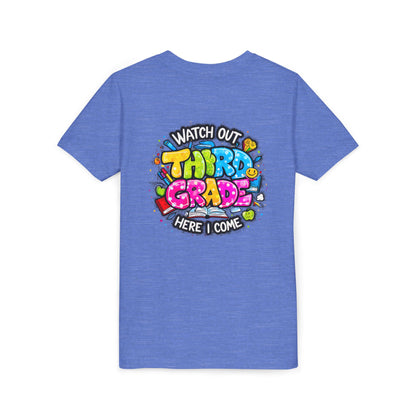 Third Grade Kids T‑Shirt — "Watch Out Third Grade Here I Come" Back-to-School Tee