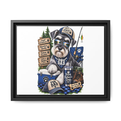 Dog Dad Schnauzer Father's Day Framed Canvas Wall Art — Fishing & Camping Pet Gift