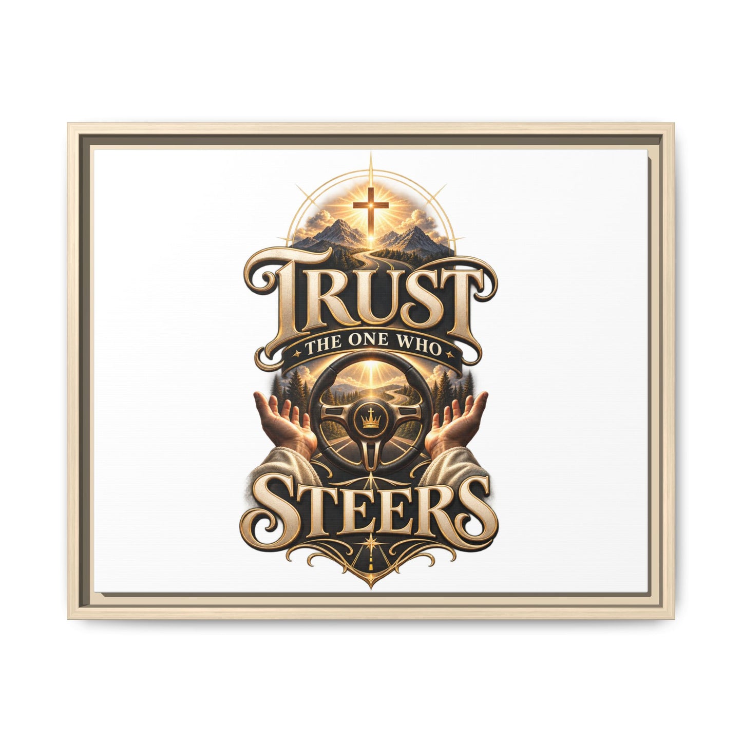 Trust He Guides Framed Canvas — Christian Inspirational Wall Art
