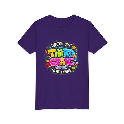 Third Grade Kids T‑Shirt — "Watch Out Third Grade Here I Come" Back-to-School Tee
