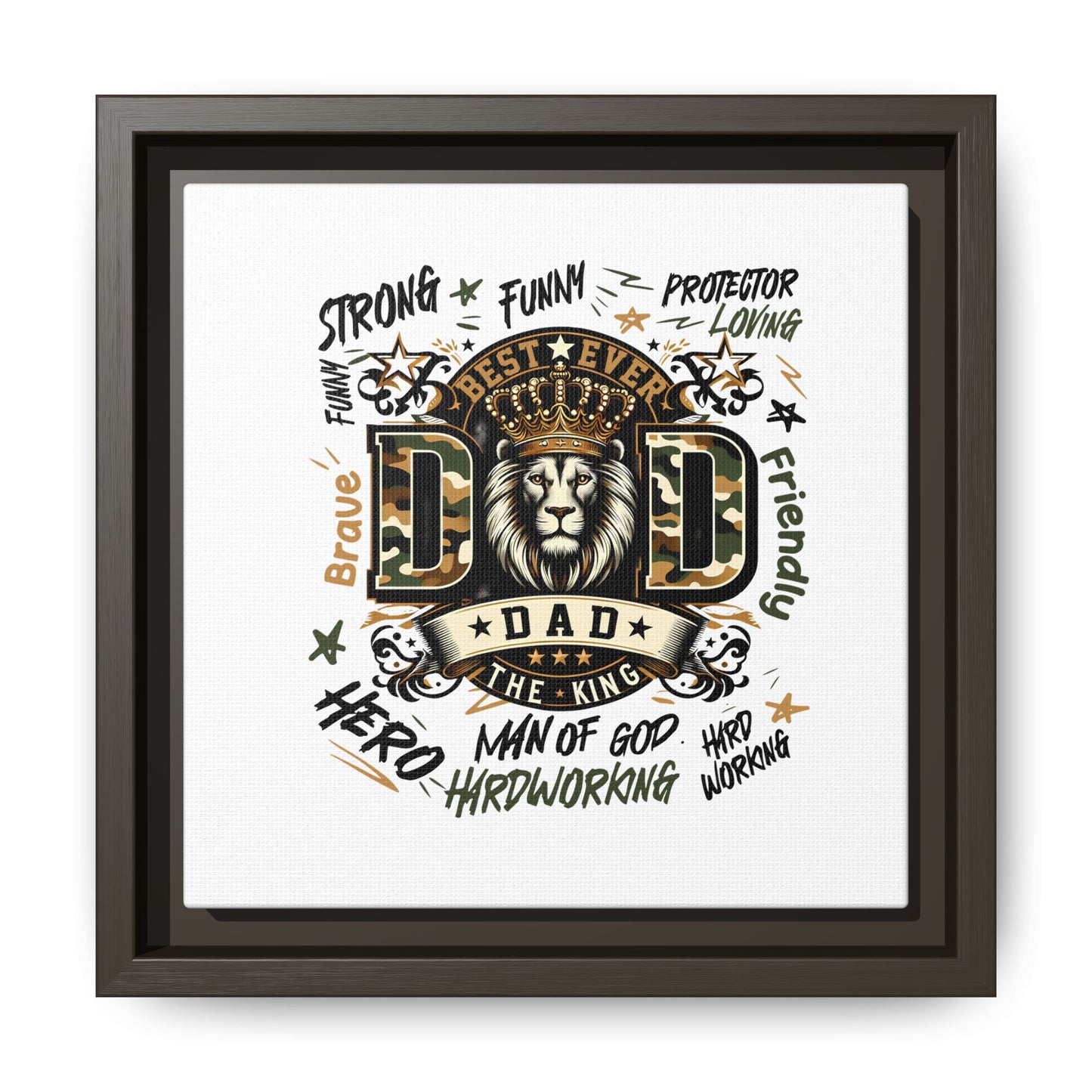 Framed Matte Canvas 'Best Ever DAD' Wall Art – Lion King Design, Father’s Day Gift