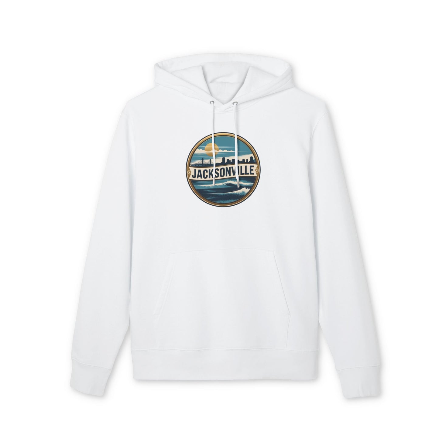 Jacksonville Skyline Hoodie — Vintage Beach Surf Circle Design