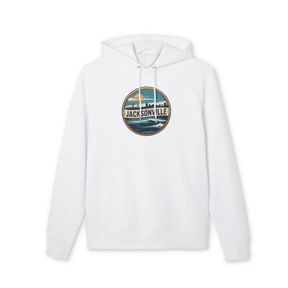 Jacksonville Skyline Hoodie — Vintage Beach Surf Circle Design