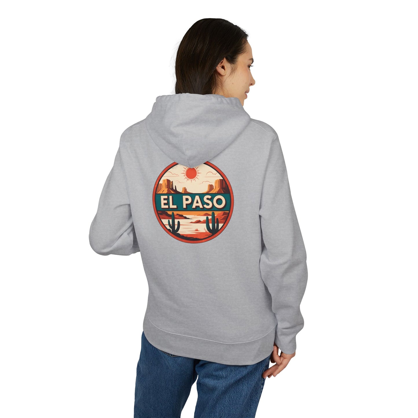 El Paso Desert Badge Hoodie — Retro Southwest Travel Pullover
