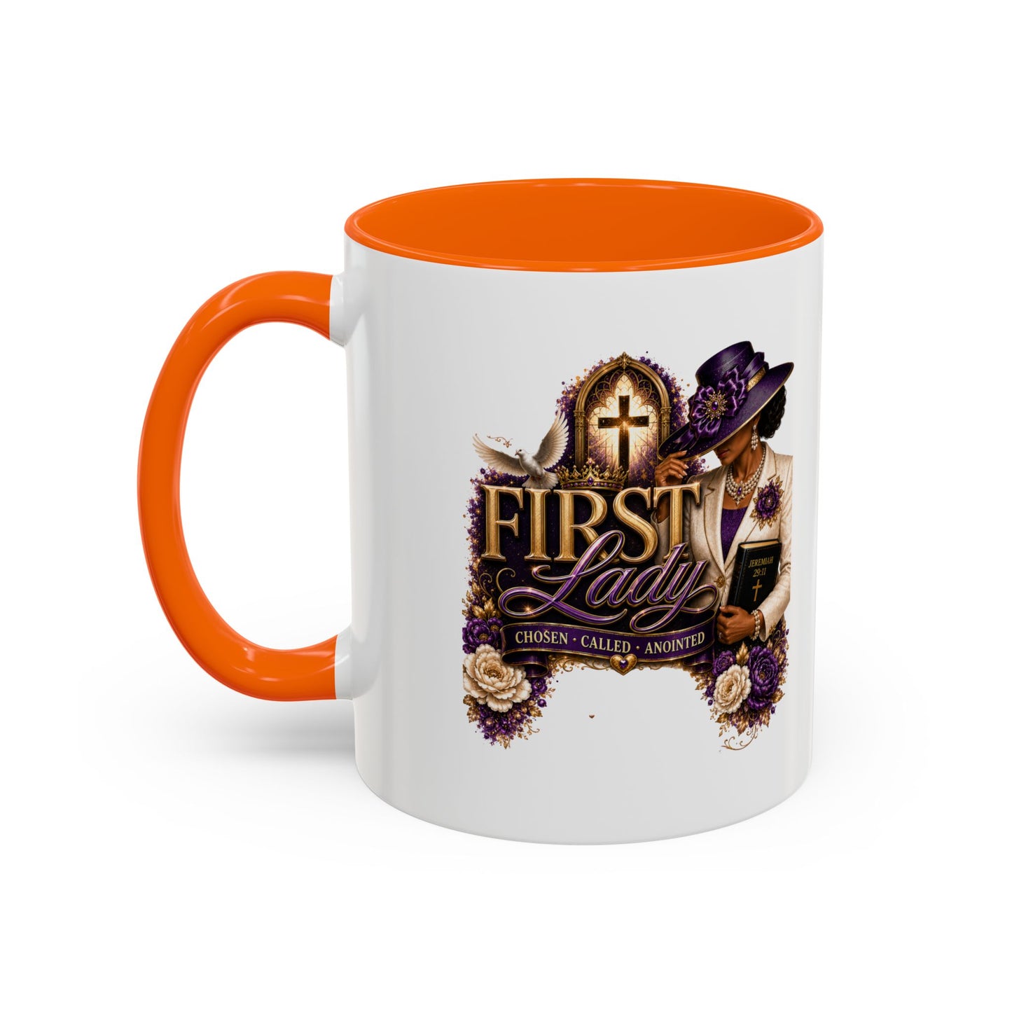 First Lady Church Coffee Mug — Elegant Purple Hat Gospel Tea Cup (11/15oz)