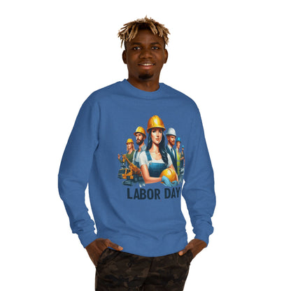Labor Day Crewneck Sweatshirt — Construction Workers Graphic