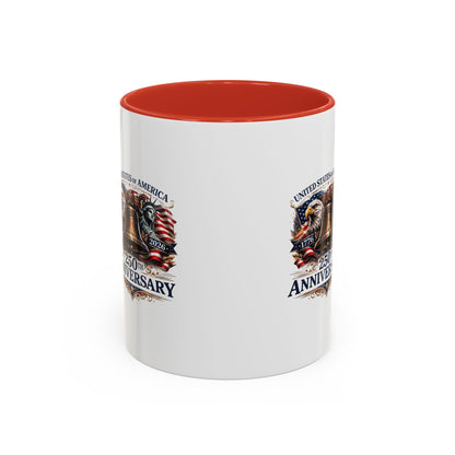 250th Anniversary Accent Coffee Mug — Patriotic United States Bell & Eagle Design (11/15 oz)