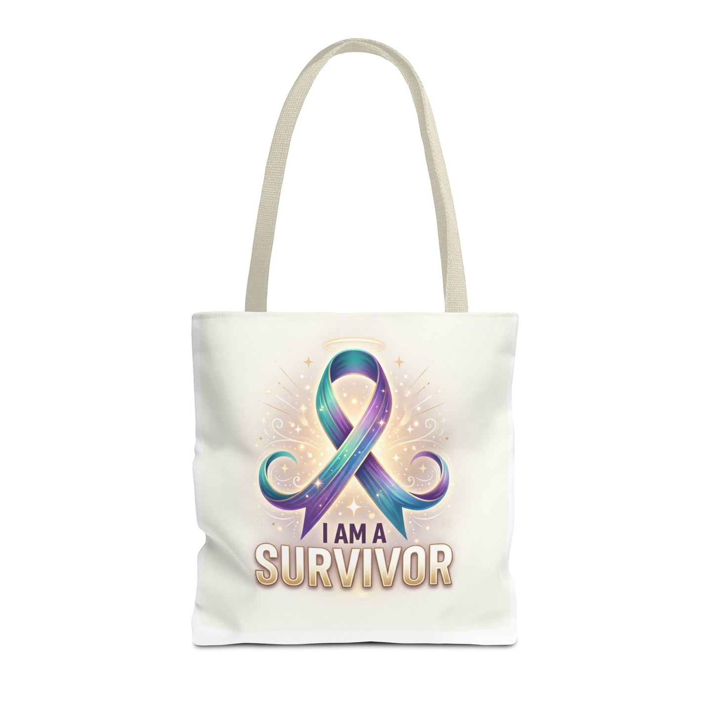 Survivor Ribbon Tote Bag - "I Am a Survivor" Awareness Reusable Shopper