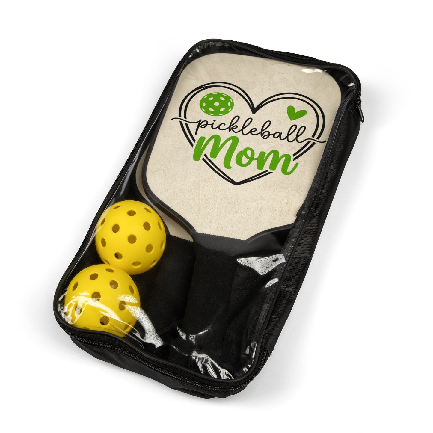 Pickleball Paddle Set — "Pickleball Mom" Lightweight Wooden Paddles with 2 Balls