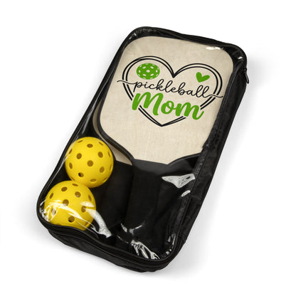 Pickleball Paddle Set — "Pickleball Mom" Lightweight Wooden Paddles with 2 Balls
