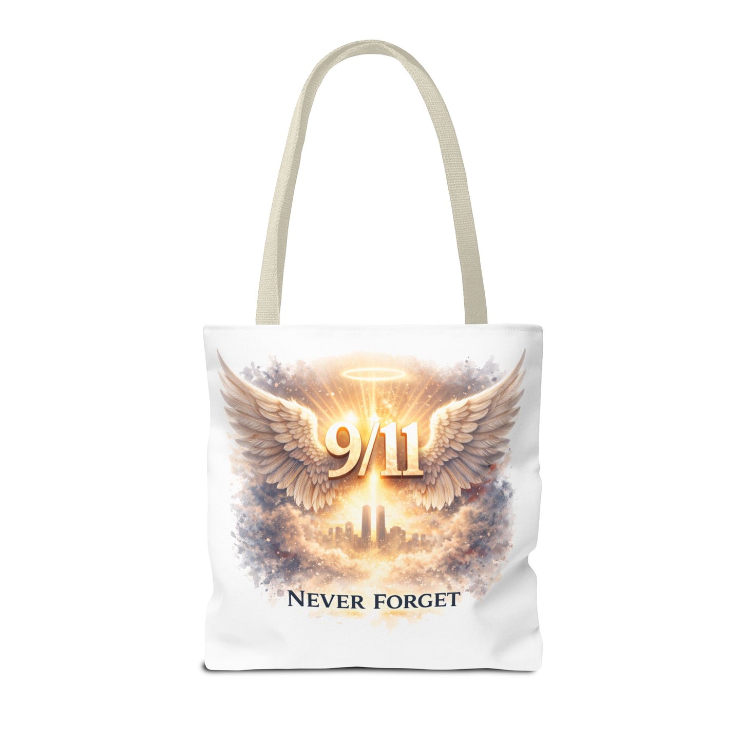 9/11 Memorial Tote Bag – 'Never Forget' Angel Wings Tribute