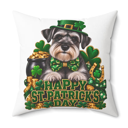 St. Patrick's Schnauzer Pillow — Happy St. Patrick’s Day Decorative Throw Pillow
