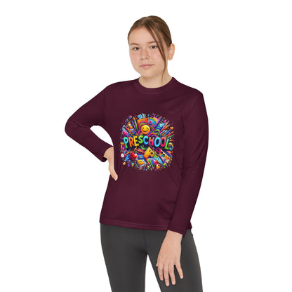 Youth Preschool Long Sleeve Tee - Colorful School Supplies Design