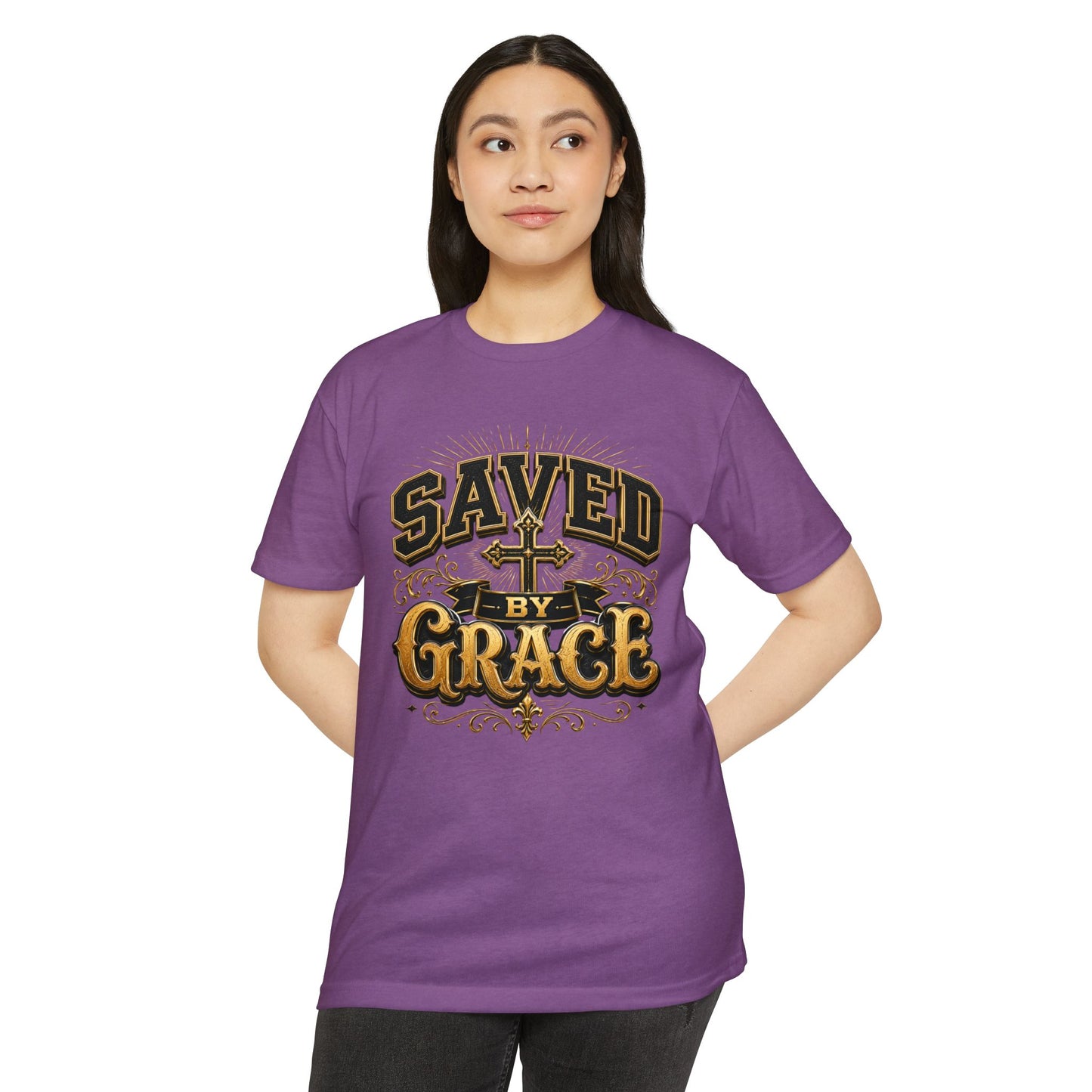 Saved by Grace T-Shirt — Christian Faith Cross Vintage Design