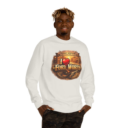 I Heart Fort Worth Crewneck Sweatshirt — Vintage Texas City Pride