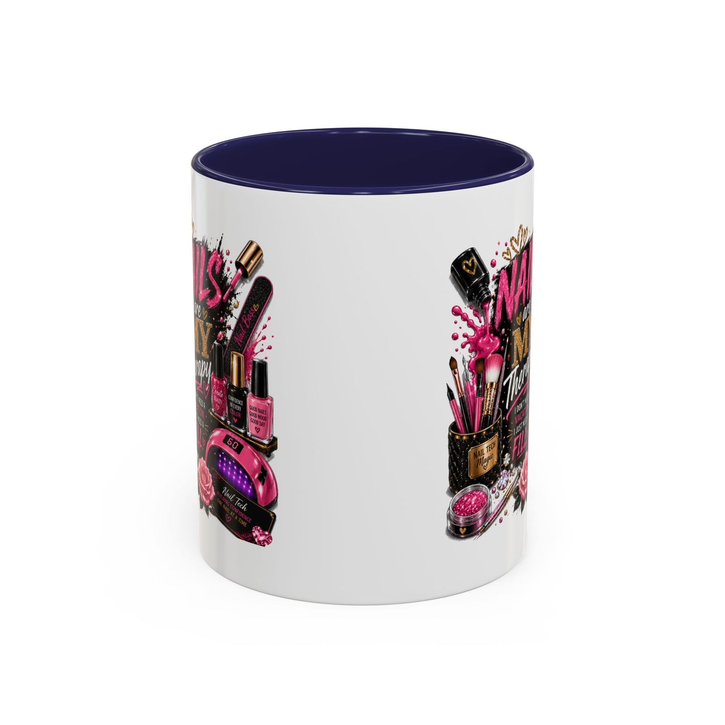 Coffee Mug — "Nails Are My Therapy" Pink Nail Tech Gift