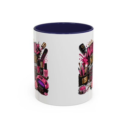 Coffee Mug — "Nails Are My Therapy" Pink Nail Tech Gift