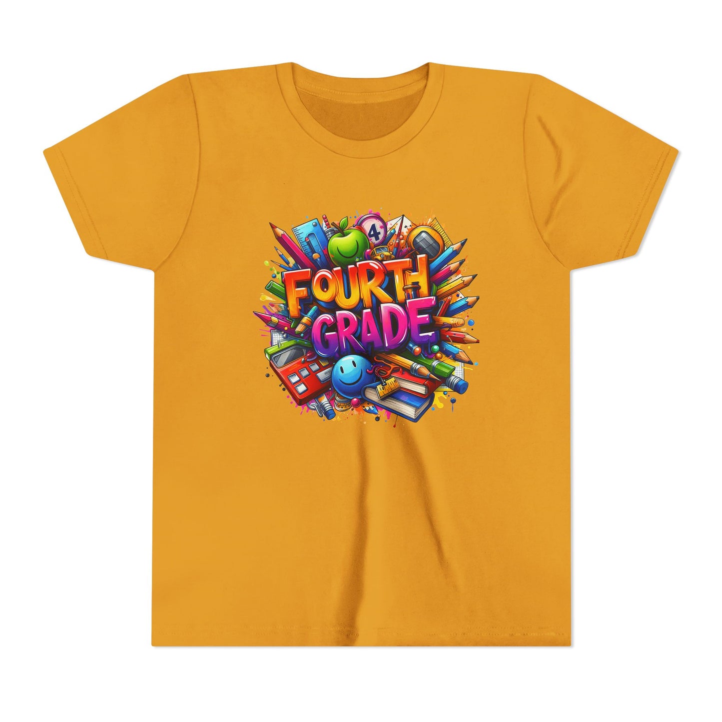 Fourth Grade Youth T‑Shirt – Colorful School Supplies Back to School Tee