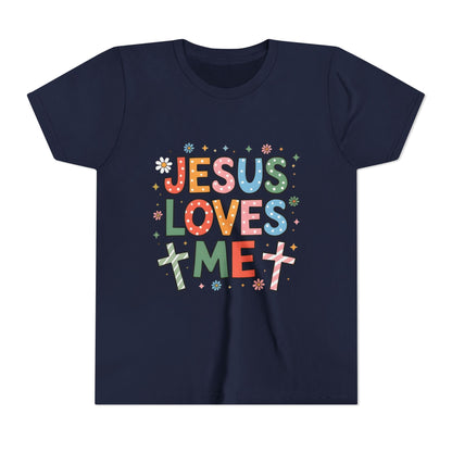 Youth Tee — "Jesus Loves Me" Colorful Christian Kids T-Shirt
