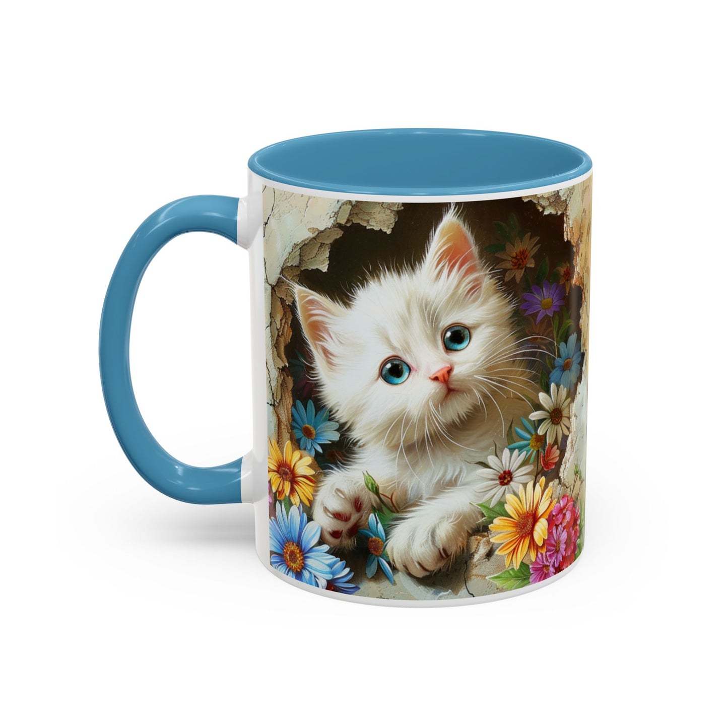 Cute Kitten Floral Accent Coffee Mug (11/15oz)