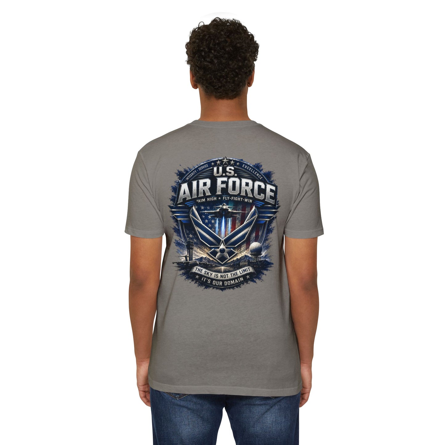 U.S. Air Force Graphic T-Shirt — Military Emblem Tee ("The Sky Is Not The Limit")
