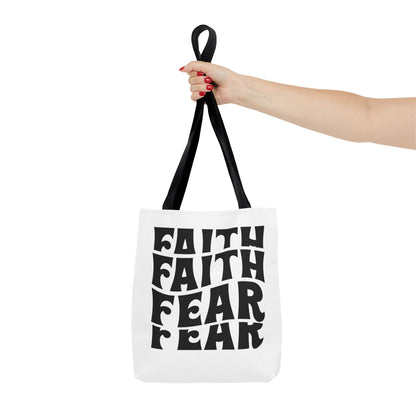 Faith Over Fear Tote Bag – Bold Retro Typography Canvas Tote