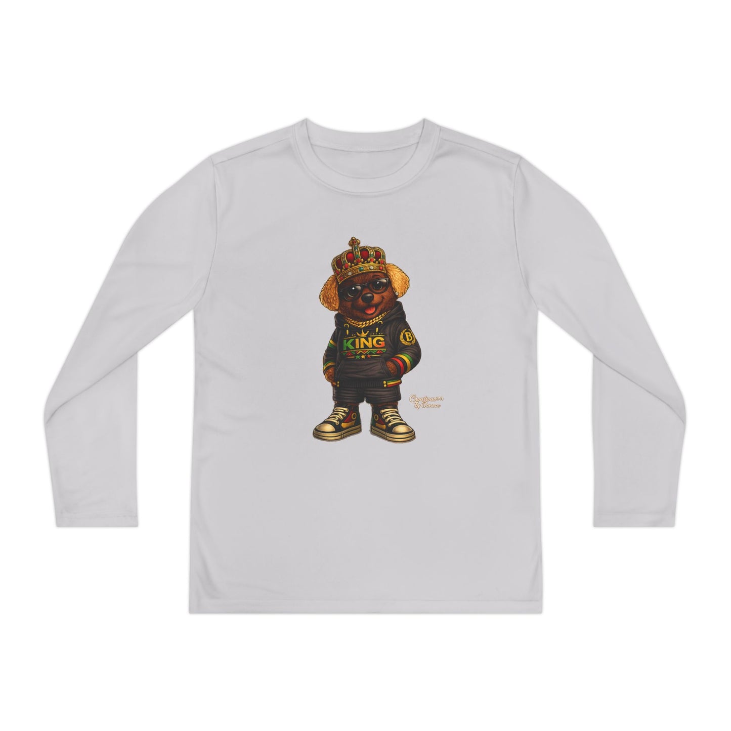 Youth Long Sleeve Tee — 'King' Bear Graphic