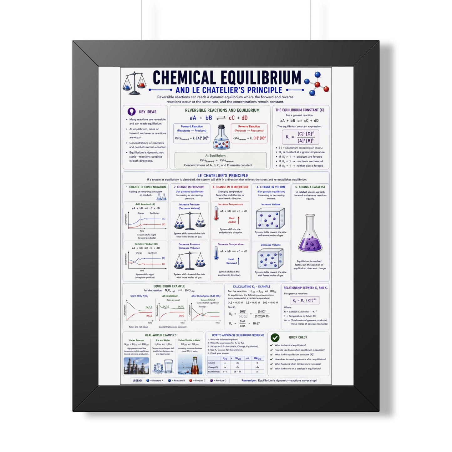 Chemical Equilibrium Poster — Framed Educational Chemistry Print