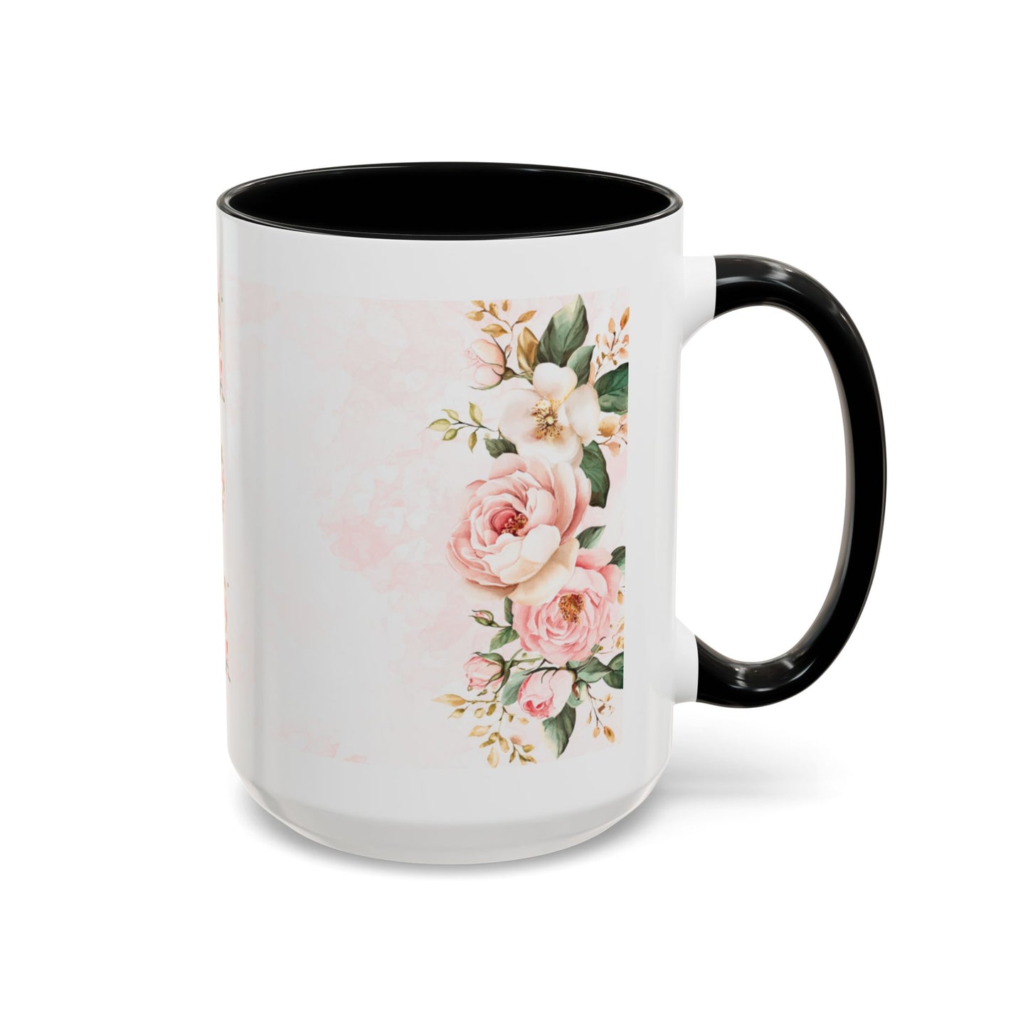 Mom Floral Accent Coffee Mug — Pink Roses Mother's Day Gift (11/15oz)