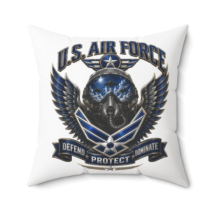 U.S. Air Force Emblem Throw Pillow — Defend Protect Dominate Military Decorative Pillow