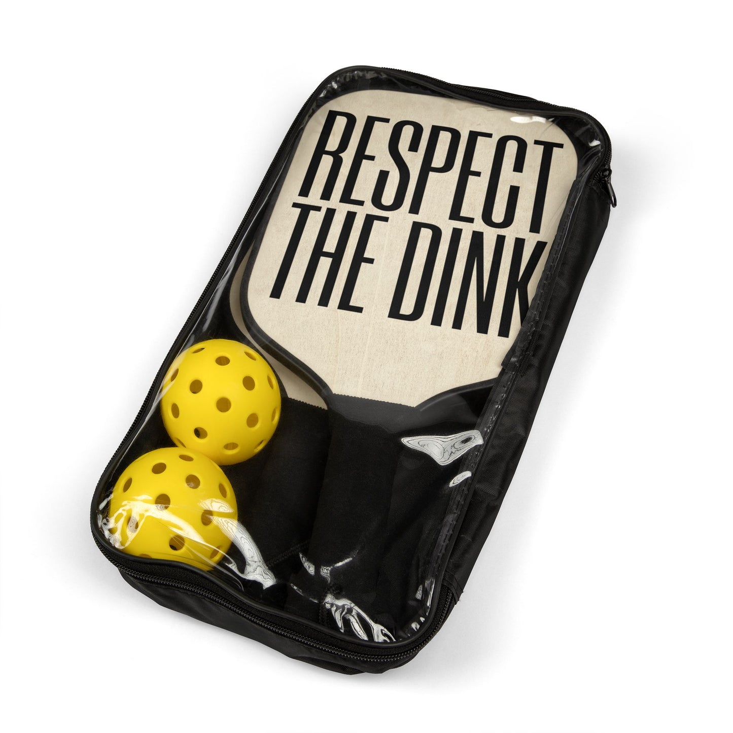 Respect The Dink Pickleball Paddle Set — Funny Pickleball Kit with 2 Paddles & Balls