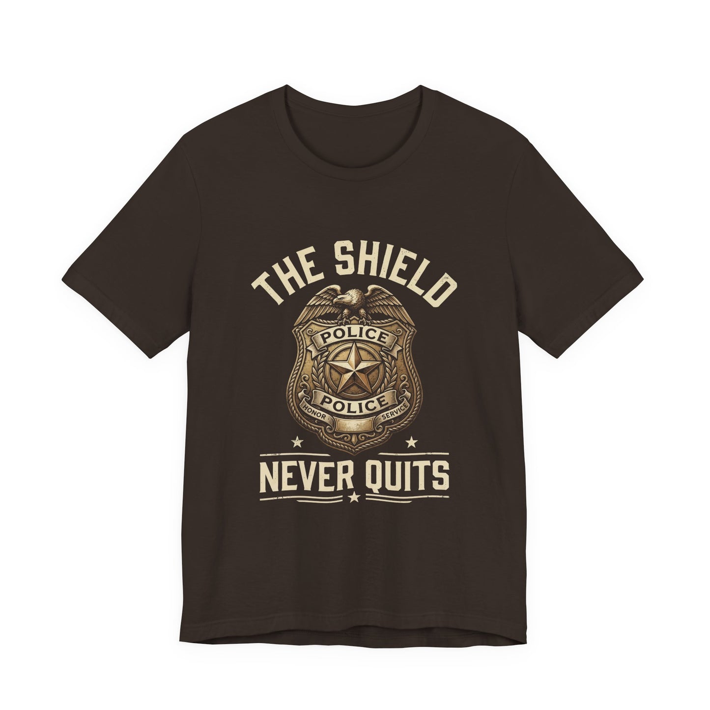 Police Badge T-Shirt — "The Shield Never Quits" Support Tee