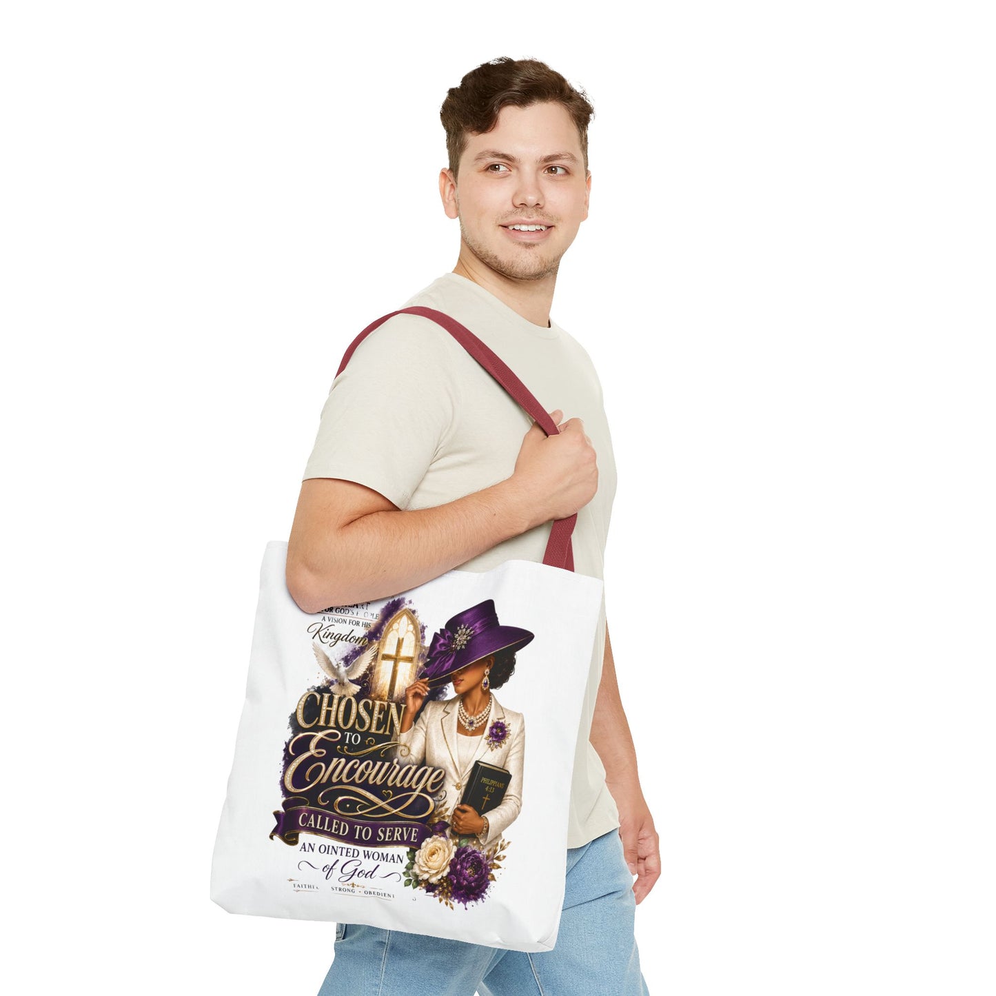 Christian Encourager Tote Bag — "Chosen to Encourage" Design