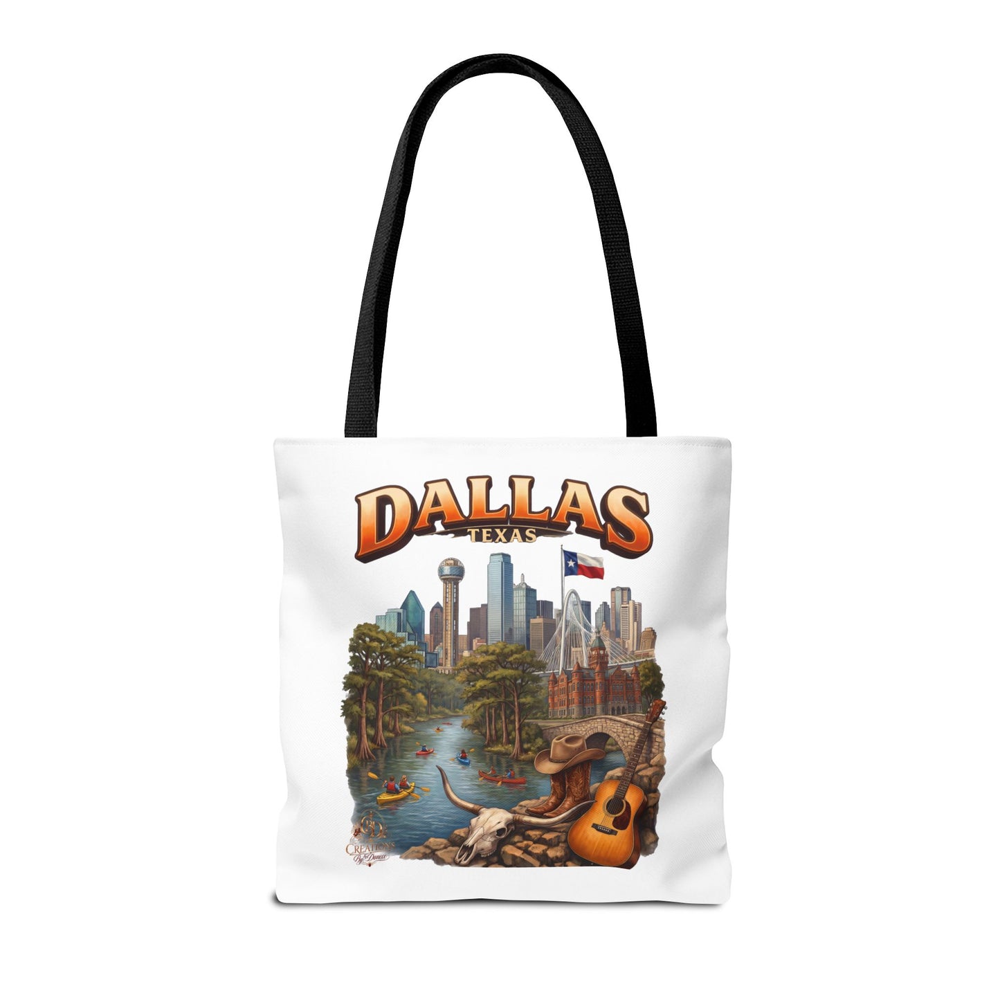 Dallas Texas Scenic Tote Bag – City Skyline & Guitar Souvenir Tote