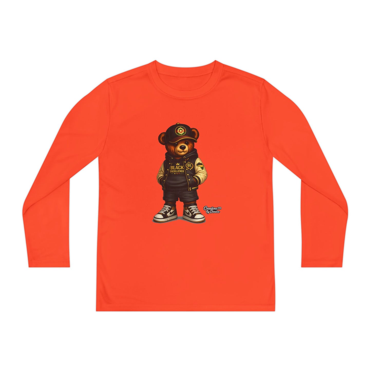 Youth Bear Police Officer Long Sleeve Tee — Cute Cop Bear Graphic Shirt