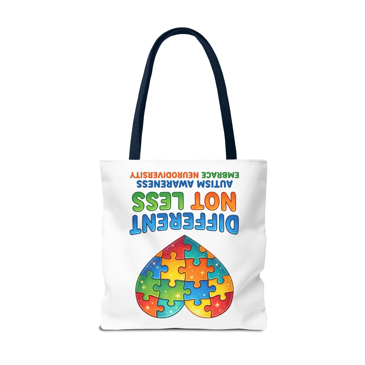 Autism Awareness Tote — "Different Not Less" Puzzle Heart