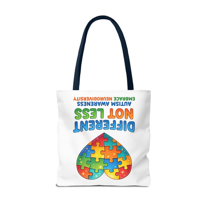 Autism Awareness Tote — "Different Not Less" Puzzle Heart