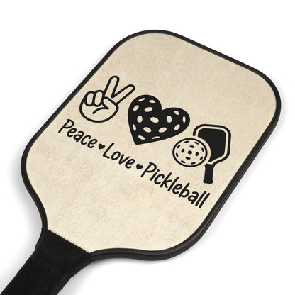 Pickleball Paddle Set — 'Peace • Love • Pickleball' Wood Paddles with Balls