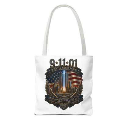 9·11 Memorial Tote Bag — We Will Never Forget Tribute Tote